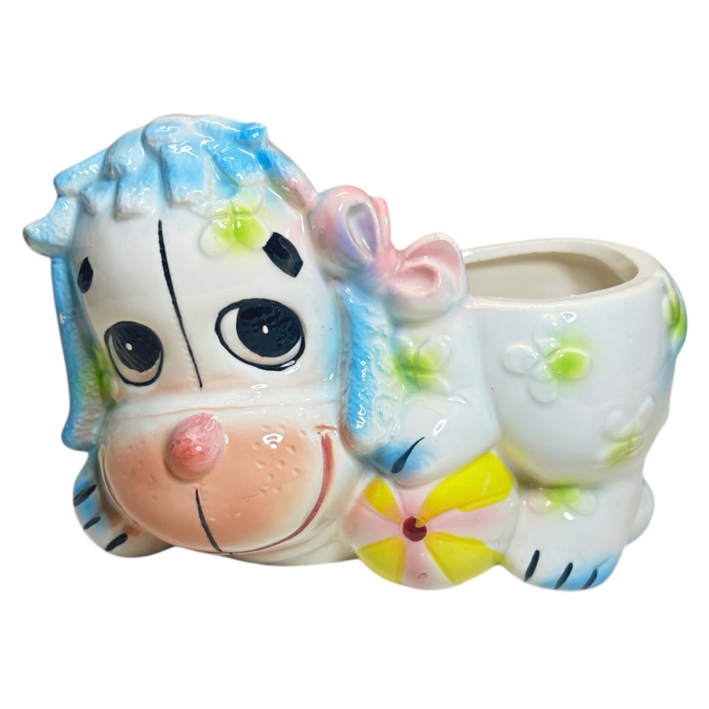 E.O. Brody Dog Puppy Vintage Planter Colourful Kitschy Beach Japan